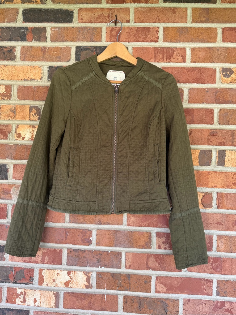 Anthropologie Hei Hei Quilted Olive Riding Jacket Size XS
